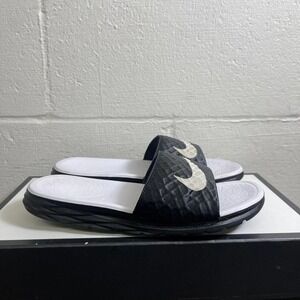 Nike Benassi Solarsoft 705475-010 Black White Slides Sandals Slip On Women's 7